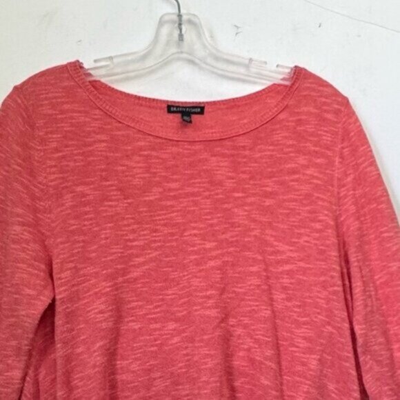 Eileen Fisher Organic Linen Cotton Flora Crew Neck Long Sweater Top Lightweight - Picture 5 of 15